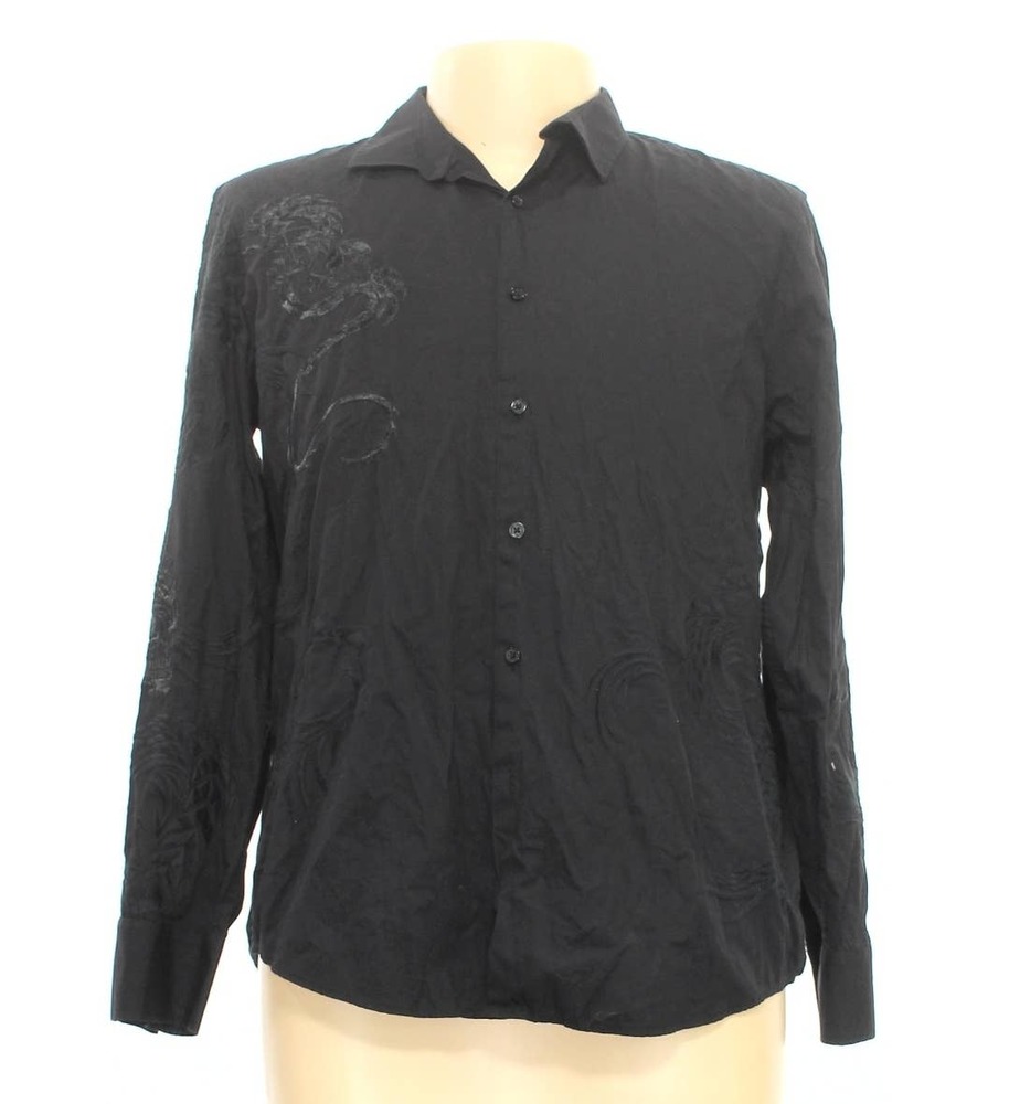 Men's I.N.C. International Concepts Black Button Down Shirt with Design XL